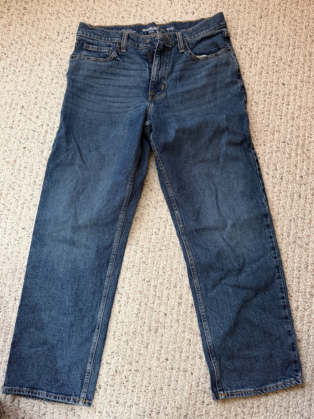 Goodfellow & Co Mens 32x30 Relaxed Fit Blue Jeans Fair Trade Certified
